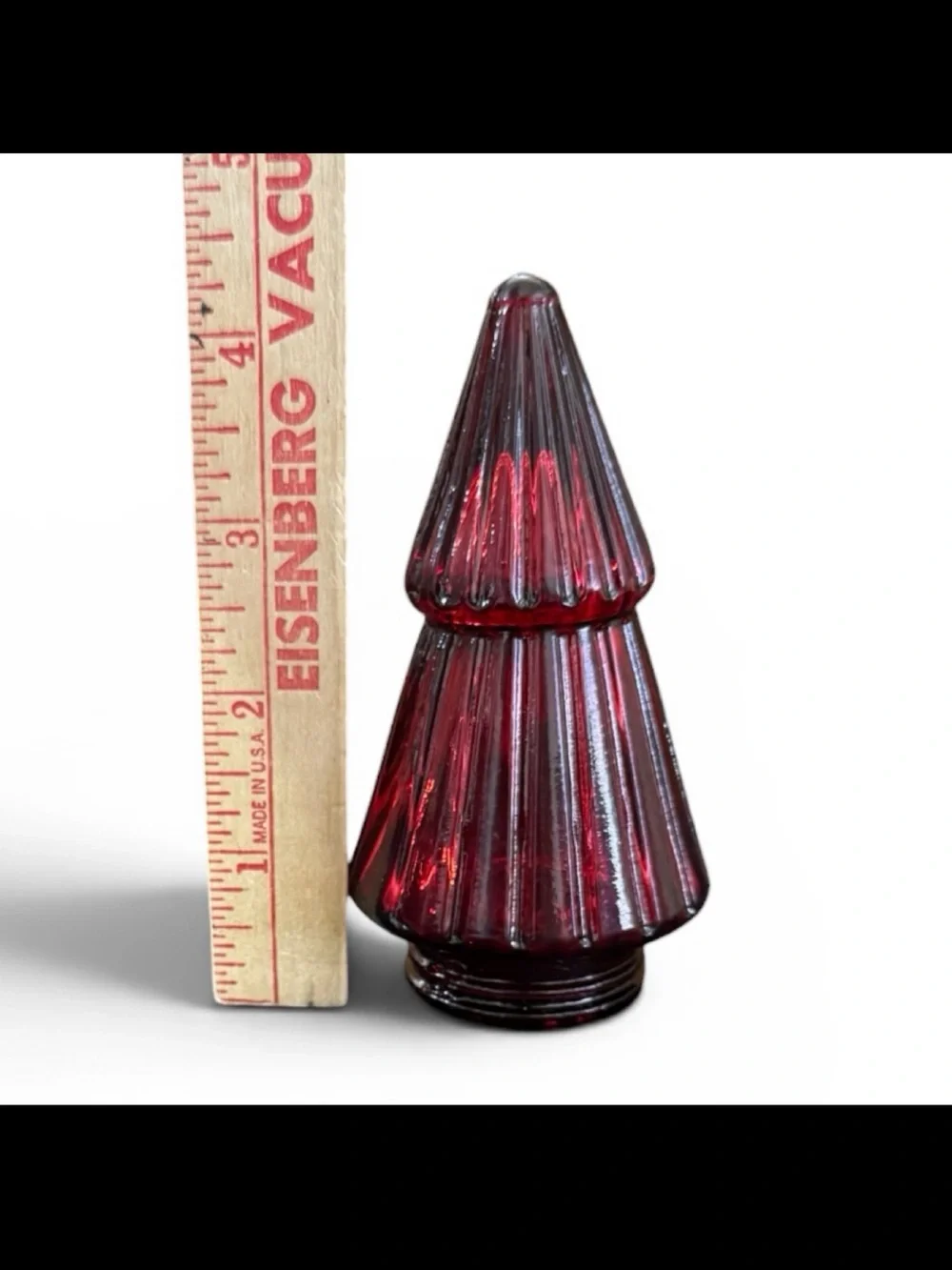 Set Of 7 Red Glass Christmas Trees For Christmas Crafting or Decor